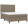 Cama Doble | Cama Para Adultos | Cama Box Spring Con Colchón Tela Gris Taupe 140x190 Cm Cfw3067993