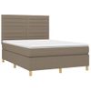 Cama Doble | Cama Para Adultos | Cama Box Spring Con Colchón Tela Gris Taupe 140x190 Cm Cfw1952731