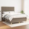 Cama Doble | Cama Para Adultos | Cama Box Spring Con Colchón Tela Gris Taupe 140x190 Cm Cfw5870962