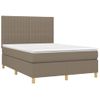 Cama Doble | Cama Para Adultos | Cama Box Spring Con Colchón Tela Gris Taupe 140x190 Cm Cfw5870962