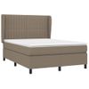 Cama Doble | Cama Para Adultos | Cama Box Spring Con Colchón Tela Gris Taupe 140x190 Cm Cfw4857058