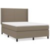 Cama Doble | Cama Para Adultos | Cama Box Spring Con Colchón Tela Gris Taupe 140x190 Cm Cfw8148629