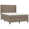 Cama Doble | Cama Para Adultos | Cama Box Spring Con Colchón Tela Gris Taupe 140x190 Cm Cfw8148629