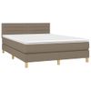 Cama Doble | Cama Para Adultos | Cama Box Spring Con Colchón Tela Gris Taupe 140x190 Cm Cfw8854504