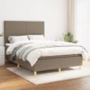 Cama Doble | Cama Para Adultos | Cama Box Spring Con Colchón Tela Gris Taupe 140x190 Cm Cfw4924982