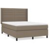 Cama Doble | Cama Para Adultos | Cama Box Spring Con Colchón Tela Gris Taupe 140x190 Cm Cfw3133022