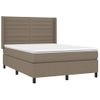 Cama Doble | Cama Para Adultos | Cama Box Spring Con Colchón Tela Gris Taupe 140x190 Cm Cfw3133022