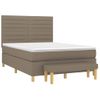 Cama Doble | Cama Para Adultos | Cama Box Spring Con Colchón Tela Gris Taupe 140x190 Cm Cfw4287752