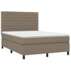 Cama Doble | Cama Para Adultos | Cama Box Spring Con Colchón Tela Gris Taupe 140x190 Cm Cfw2400038