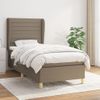 Cama Individual | Cama Para Adultos | Cama Box Spring Con Colchón Tela Gris Taupe 90x190 Cm Cfw7298215