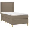 Cama Individual | Cama Para Adultos | Cama Box Spring Con Colchón Tela Gris Taupe 90x190 Cm Cfw3189743