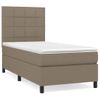 Cama Individual | Cama Para Adultos | Cama Box Spring Con Colchón Tela Gris Taupe 90x190 Cm Cfw2737306