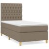 Cama Individual | Cama Para Adultos | Cama Box Spring Con Colchón Tela Gris Taupe 90x190 Cm Cfw6998794