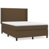 Cama Doble | Cama Para Adultos | Cama Box Spring Con Colchón Tela Marrón Oscuro 140x190 Cm Cfw7986373