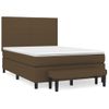 Cama Doble | Cama Para Adultos | Cama Box Spring Con Colchón Tela Marrón Oscuro 140x190 Cm Cfw1636455