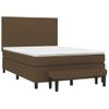 Cama Doble | Cama Para Adultos | Cama Box Spring Con Colchón Tela Marrón Oscuro 140x190 Cm Cfw1636455