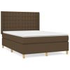 Cama Doble | Cama Para Adultos | Cama Box Spring Con Colchón Tela Marrón Oscuro 140x190 Cm Cfw3048826