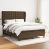 Cama Doble | Cama Para Adultos | Cama Box Spring Con Colchón Tela Marrón Oscuro 140x190 Cm Cfw9786600