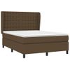 Cama Doble | Cama Para Adultos | Cama Box Spring Con Colchón Tela Marrón Oscuro 140x190 Cm Cfw9786600