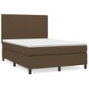 Cama Doble | Cama Para Adultos | Cama Box Spring Con Colchón Tela Marrón Oscuro 140x190 Cm Cfw7934912