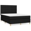 Cama Doble | Cama Para Adultos | Cama Box Spring Con Colchón Tela Negro 140x190 Cm Cfw5023683