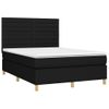 Cama Doble | Cama Para Adultos | Cama Box Spring Con Colchón Tela Negro 140x190 Cm Cfw1599392