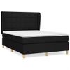 Cama Doble | Cama Para Adultos | Cama Box Spring Con Colchón Tela Negro 140x190 Cm Cfw1022564