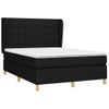 Cama Doble | Cama Para Adultos | Cama Box Spring Con Colchón Tela Negro 140x190 Cm Cfw1022564