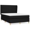 Cama Doble | Cama Para Adultos | Cama Box Spring Con Colchón Tela Negro 140x190 Cm Cfw1971625