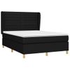 Cama Doble | Cama Para Adultos | Cama Box Spring Con Colchón Tela Negro 140x190 Cm Cfw1971625