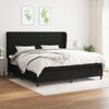 Cama Doble | Cama Para Adultos | Cama Box Spring Con Colchón Tela Negro 200x200 Cm Cfw5520242