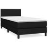 Cama Individual | Cama Para Adultos | Cama Box Spring Con Colchón Tela Negro 90x190 Cm Cfw2185222