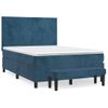 Cama Doble | Cama Para Adultos | Cama Box Spring Con Colchón Terciopelo Azul Oscuro 140x190 Cm Cfw2130670