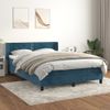 Cama Doble | Cama Para Adultos | Cama Box Spring Con Colchón Terciopelo Azul Oscuro 140x190 Cm Cfw6967703