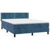 Cama Doble | Cama Para Adultos | Cama Box Spring Con Colchón Terciopelo Azul Oscuro 140x190 Cm Cfw6967703