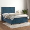 Cama Doble | Cama Para Adultos | Cama Box Spring Con Colchón Terciopelo Azul Oscuro 140x190 Cm Cfw6671726