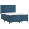 Cama Doble | Cama Para Adultos | Cama Box Spring Con Colchón Terciopelo Azul Oscuro 140x190 Cm Cfw6671726