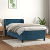 Cama Individual | Cama Para Adultos | Cama Box Spring Con Colchón Terciopelo Azul Oscuro 90x190 Cm Cfw8344966