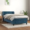 Cama Individual | Cama Para Adultos | Cama Box Spring Con Colchón Terciopelo Azul Oscuro 90x190 Cm Cfw7933683