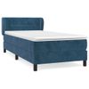 Cama Individual | Cama Para Adultos | Cama Box Spring Con Colchón Terciopelo Azul Oscuro 90x190 Cm Cfw7933683