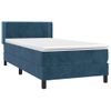 Cama Individual | Cama Para Adultos | Cama Box Spring Con Colchón Terciopelo Azul Oscuro 90x190 Cm Cfw5034992