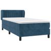 Cama Individual | Cama Para Adultos | Cama Box Spring Con Colchón Terciopelo Azul Oscuro 90x190 Cm Cfw5744879