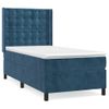 Cama Individual | Cama Para Adultos | Cama Box Spring Con Colchón Terciopelo Azul Oscuro 90x190 Cm Cfw8077967