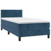 Cama Individual | Cama Para Adultos | Cama Box Spring Con Colchón Terciopelo Azul Oscuro 90x190 Cm Cfw1825487