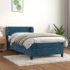 Cama Individual | Cama Para Adultos | Cama Box Spring Con Colchón Terciopelo Azul Oscuro 90x190 Cm Cfw6052310