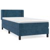 Cama Individual | Cama Para Adultos | Cama Box Spring Con Colchón Terciopelo Azul Oscuro 90x190 Cm Cfw8156675