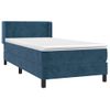 Cama Individual | Cama Para Adultos | Cama Box Spring Con Colchón Terciopelo Azul Oscuro 90x190 Cm Cfw8156675