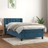 Cama Individual | Cama Para Adultos | Cama Box Spring Con Colchón Terciopelo Azul Oscuro 90x190 Cm Cfw9075350