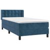 Cama Individual | Cama Para Adultos | Cama Box Spring Con Colchón Terciopelo Azul Oscuro 90x190 Cm Cfw9075350