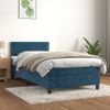 Cama Individual | Cama Para Adultos | Cama Box Spring Con Colchón Terciopelo Azul Oscuro 90x190 Cm Cfw9458074